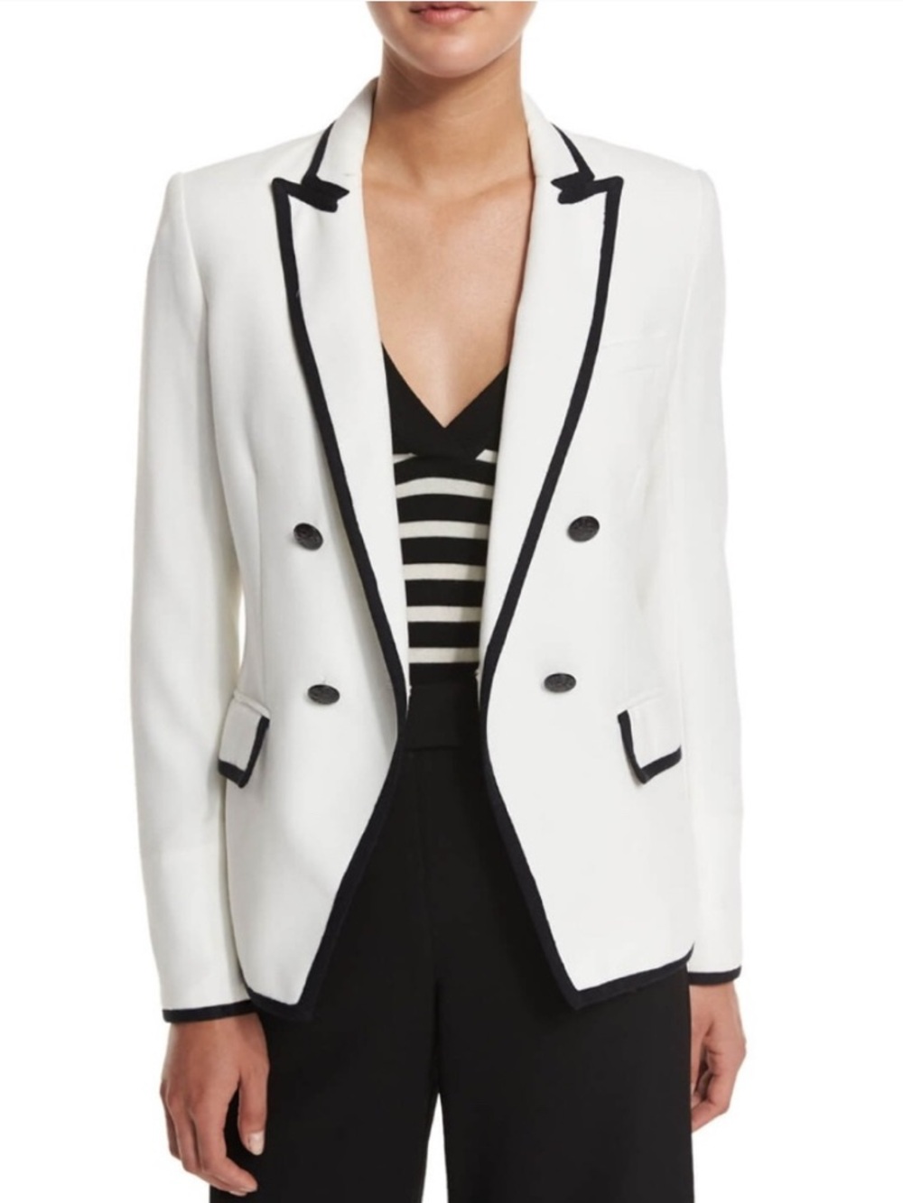 Veronica Beard Harriet Cutaway Contrast Blazer